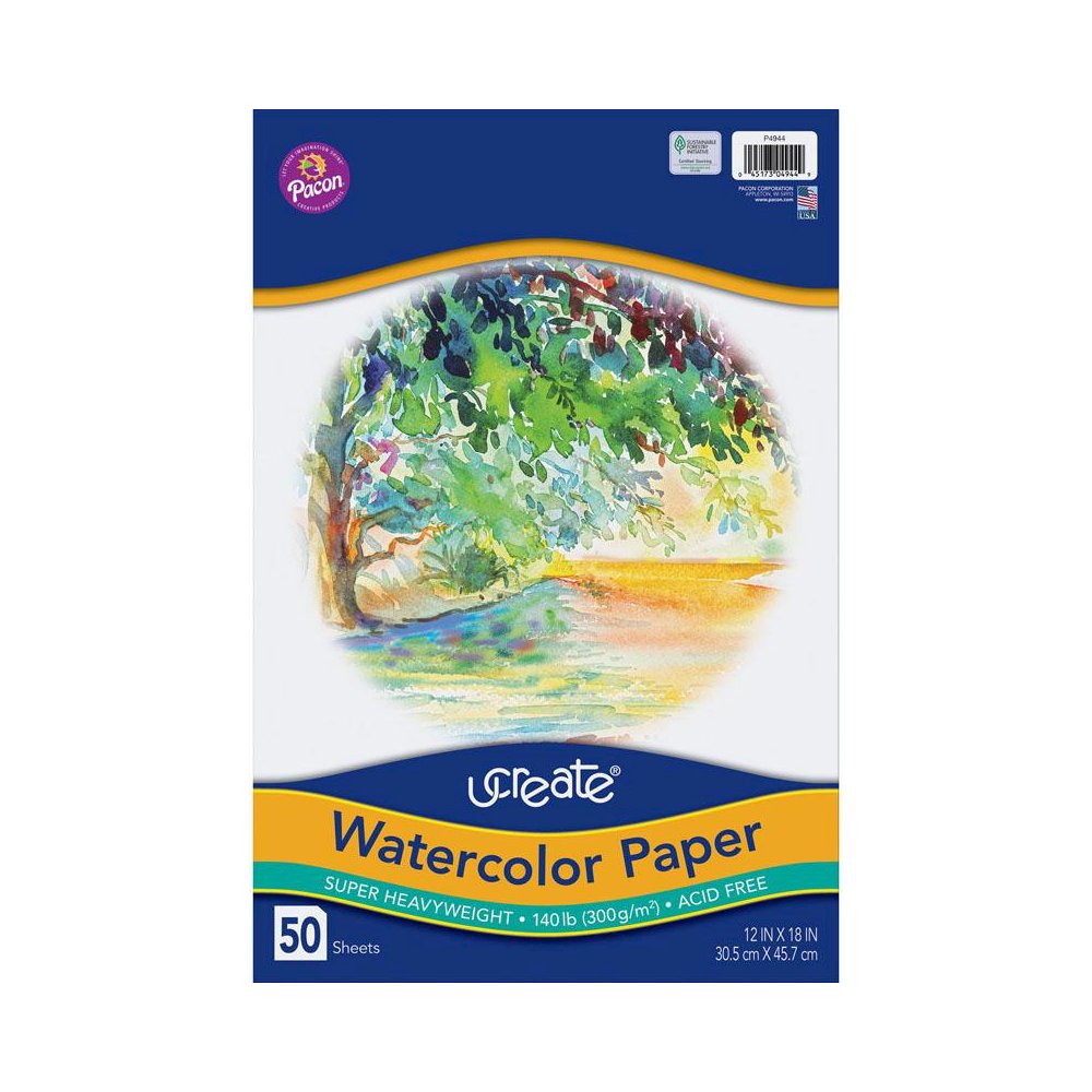 Watercolor Paper, White, 140 lb., 12" x 18", 50 Sheets. Picture 2