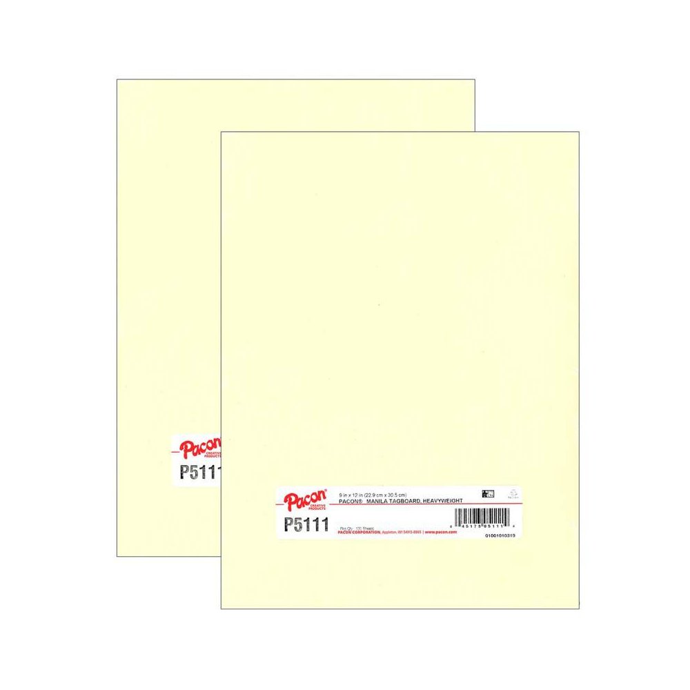 Heavyweight Tagboard, Manila, 9" x 12", 100 Sheets Per Pack, 2 Packs. Picture 2
