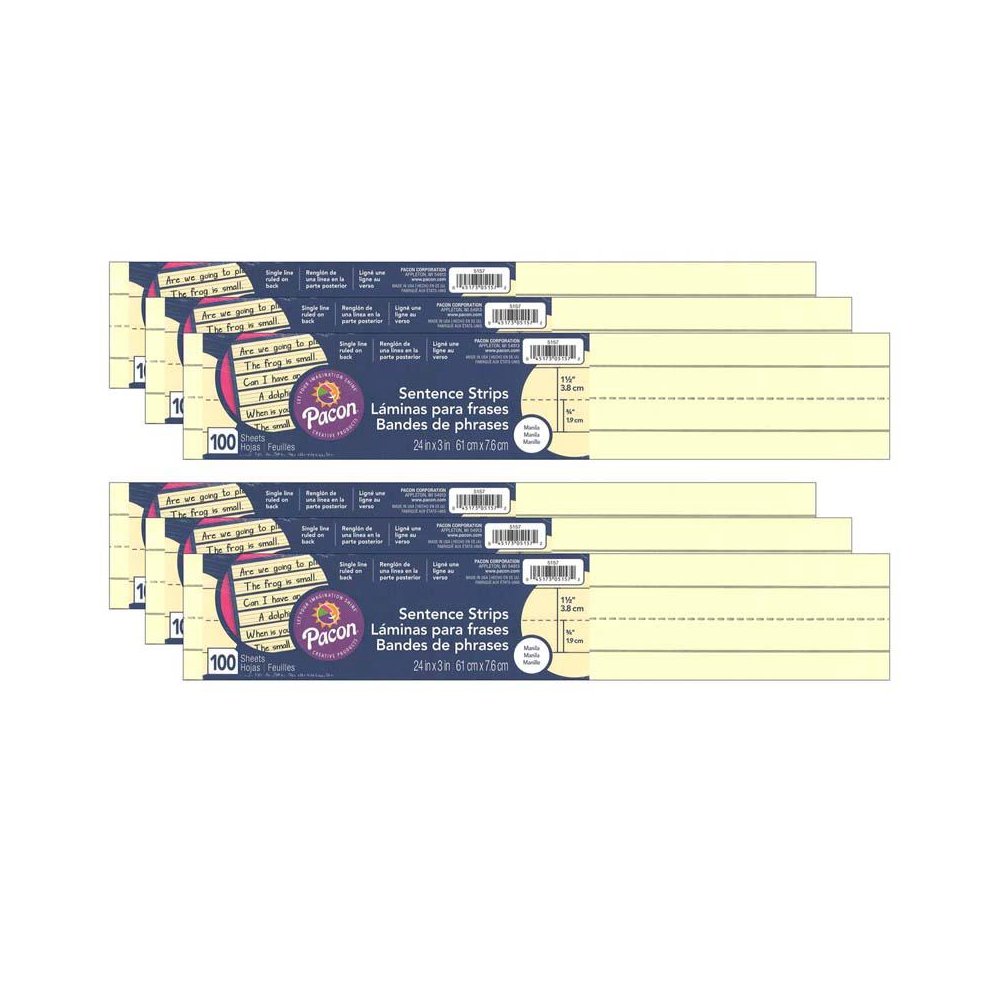 Sentence Strips, Manila, 3" x 24", 100 Strips Per Pack, 6 Packs. Picture 2