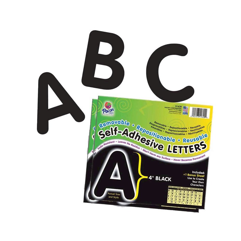 Self-Adhesive Letters, Black, Puffy Font, 4", 78 Characters Per Pack, 2 Packs. Picture 2
