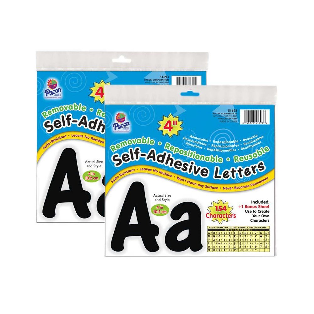 Self-Adhesive Letters, Black, Cheery Font, 4", 154 Per Pack, 2 Packs. Picture 2