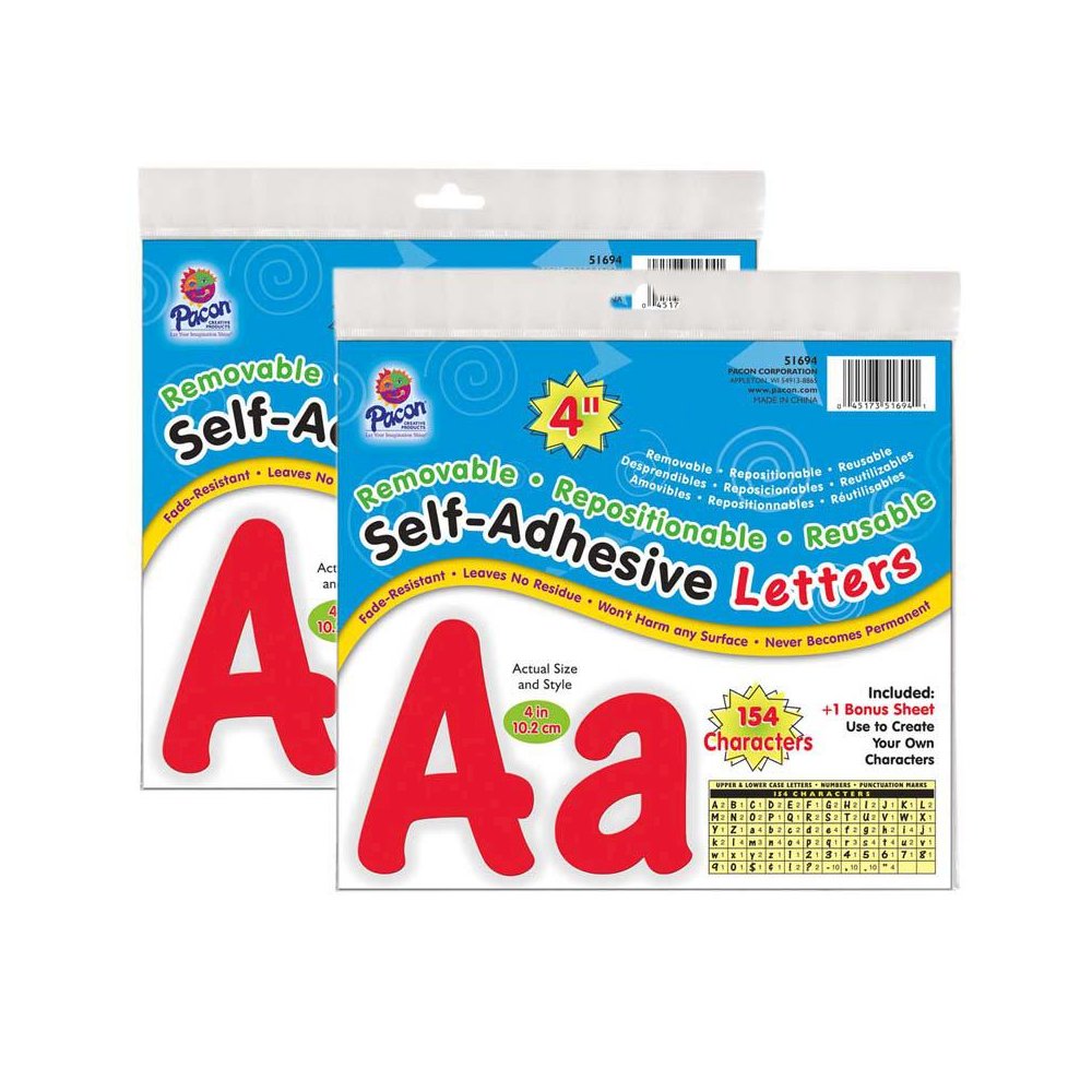 Self-Adhesive Letters, Red, Cheery Font, 4", 154 Per Pack, 2 Packs. Picture 2