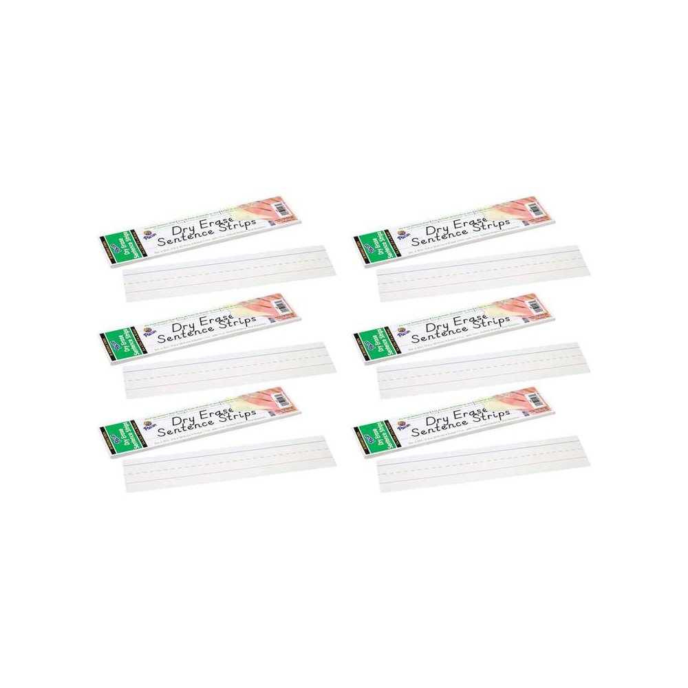 Dry Erase Sentence Strips, White, 1-1/2" X 3/4" Ruled, 30 Per Pack, 6 Packs. Picture 2