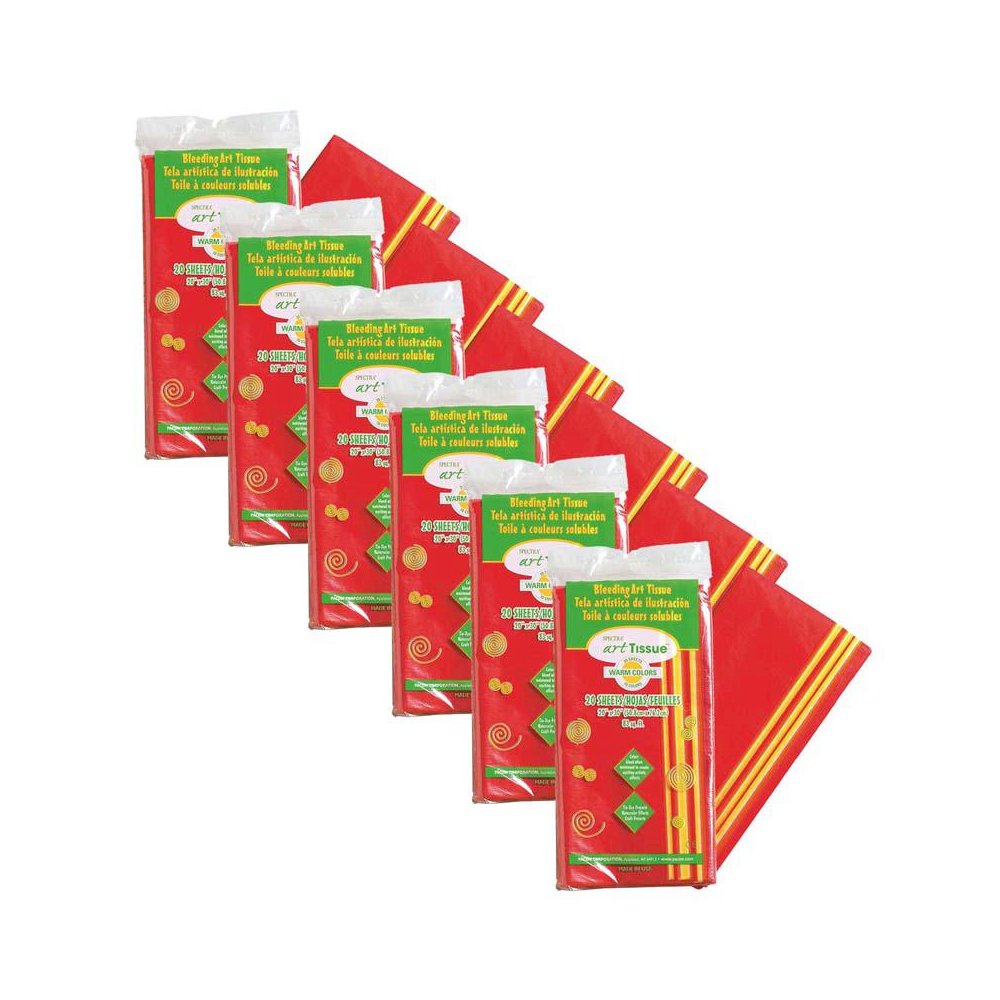 Deluxe Bleeding Art Tissue, 10 Color Warm Assortment 20 Sheets Per Pack, 6 Packs. Picture 2