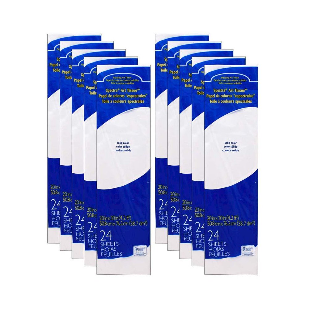 Deluxe Bleeding Art Tissue, White, 20" x 30", 24 Sheets Per Pack, 10 Packs. Picture 2