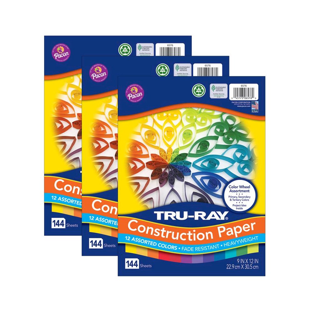Color Wheel Assortment, 12 Vibrant Colors,144 Sheets Per Pack, 3 Packs. Picture 2