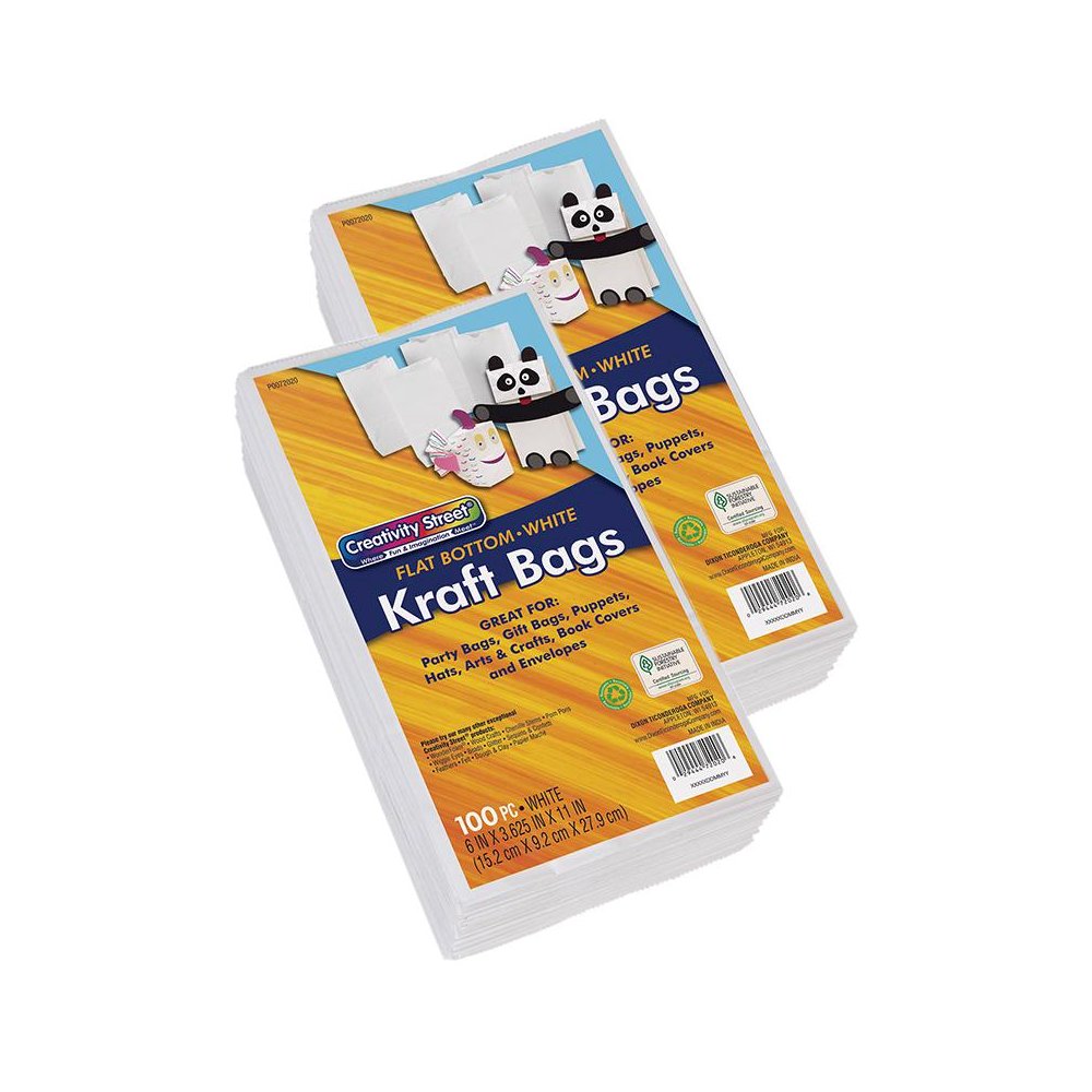 Kraft Bag, White, 6" x 3-5/8" x 11", 100 Bags Per Pack, 2 Packs. Picture 2