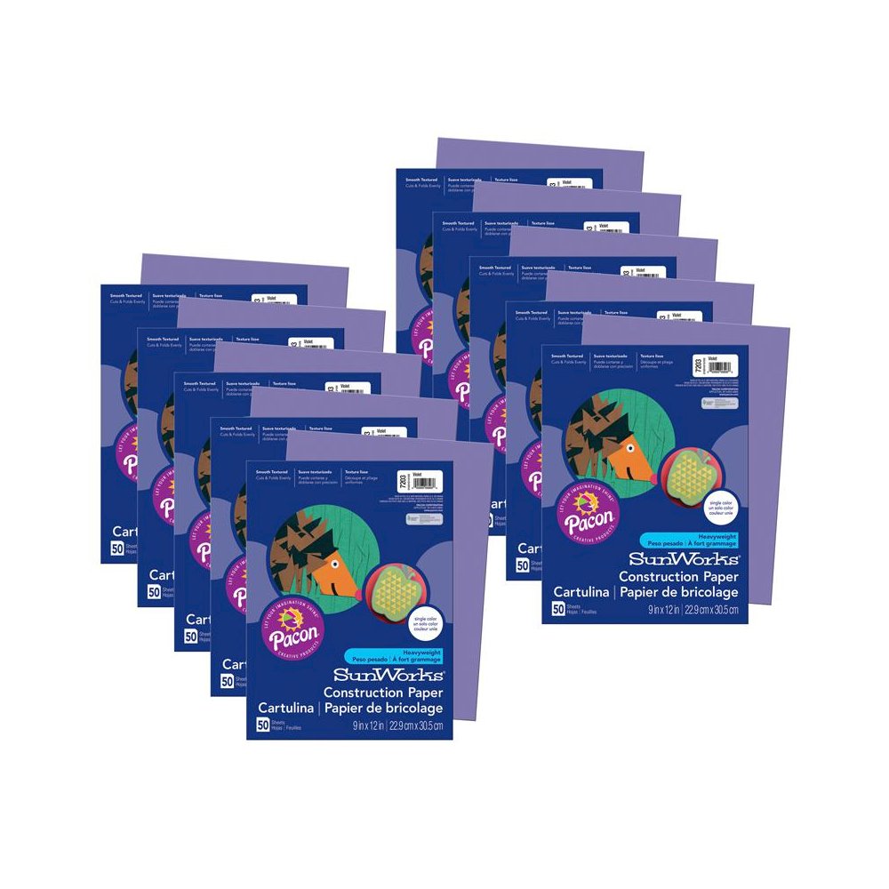 Construction Paper, Violet, 9" x 12", 50 Sheets Per Pack, 10 Packs. Picture 2