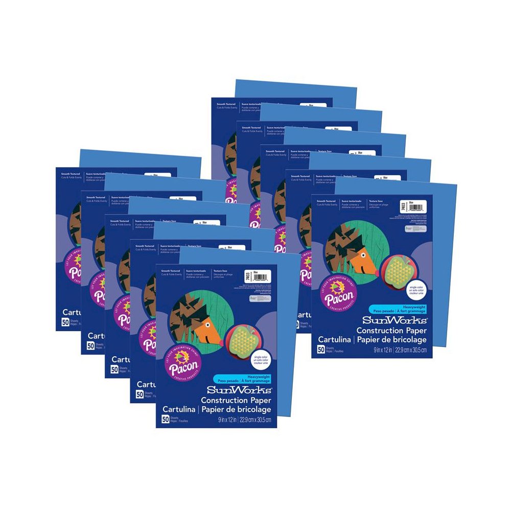 Construction Paper, Blue, 9" x 12", 50 Sheets Per Pack, 10 Packs. Picture 2