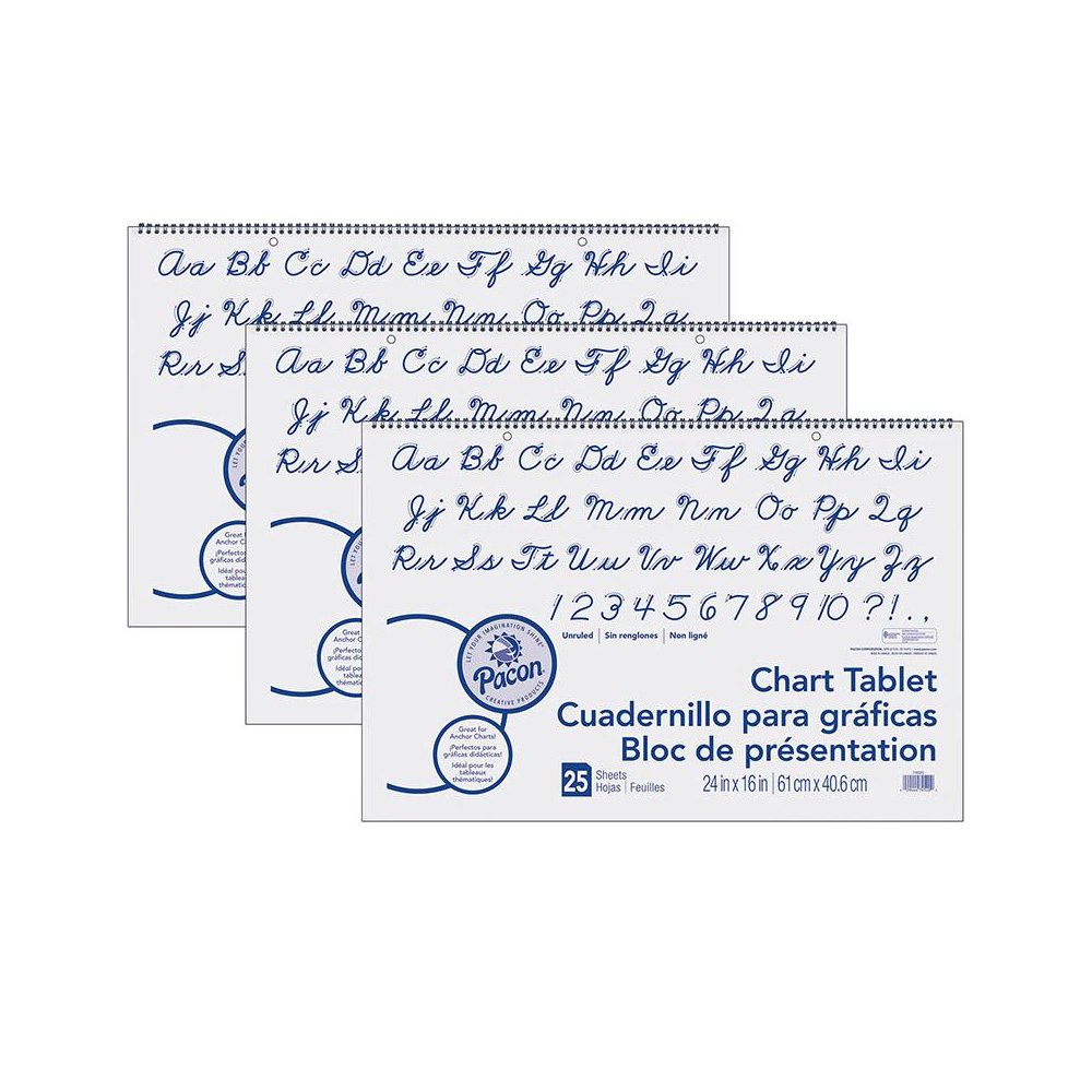 Chart Tablet, Cursive Cover, Unruled 24" x 16", 25 Sheets, 3 Tablets. Picture 2