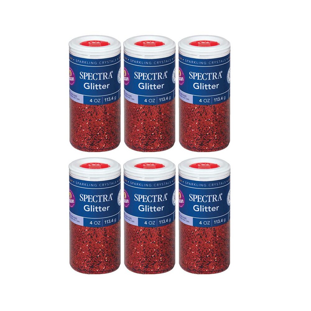 Glitter, Red, 4 oz. Per Jar, 6 Jars. Picture 2