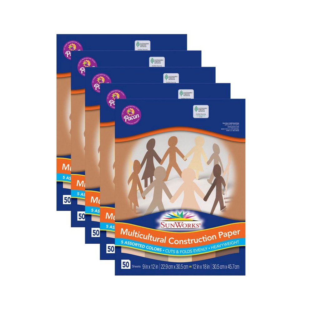 Shades of Me Construction Paper, 9" x 12", 50 Sheets Per Pack, 5 Packs. Picture 2