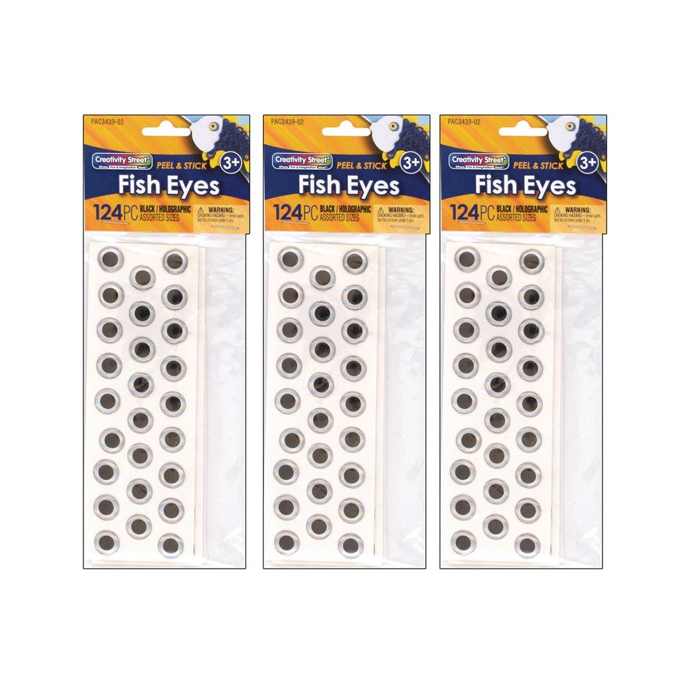 Fish Eyes, Holographic, Assorted Sizes, 124 Per Pack, 3 Packs. Picture 2