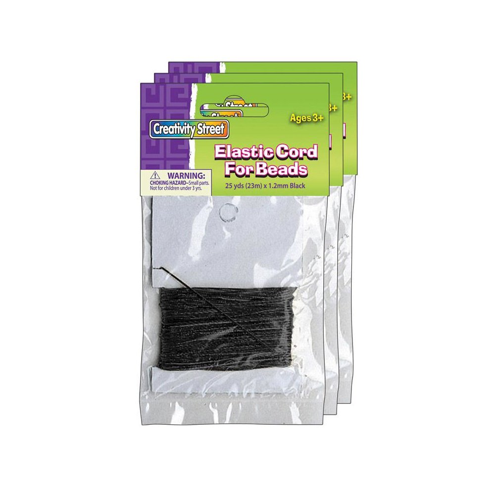 Elastic Cord, Black, 1.2 mm x 25 Yards, 25 Yards Per Pack, 3 Packs. Picture 2