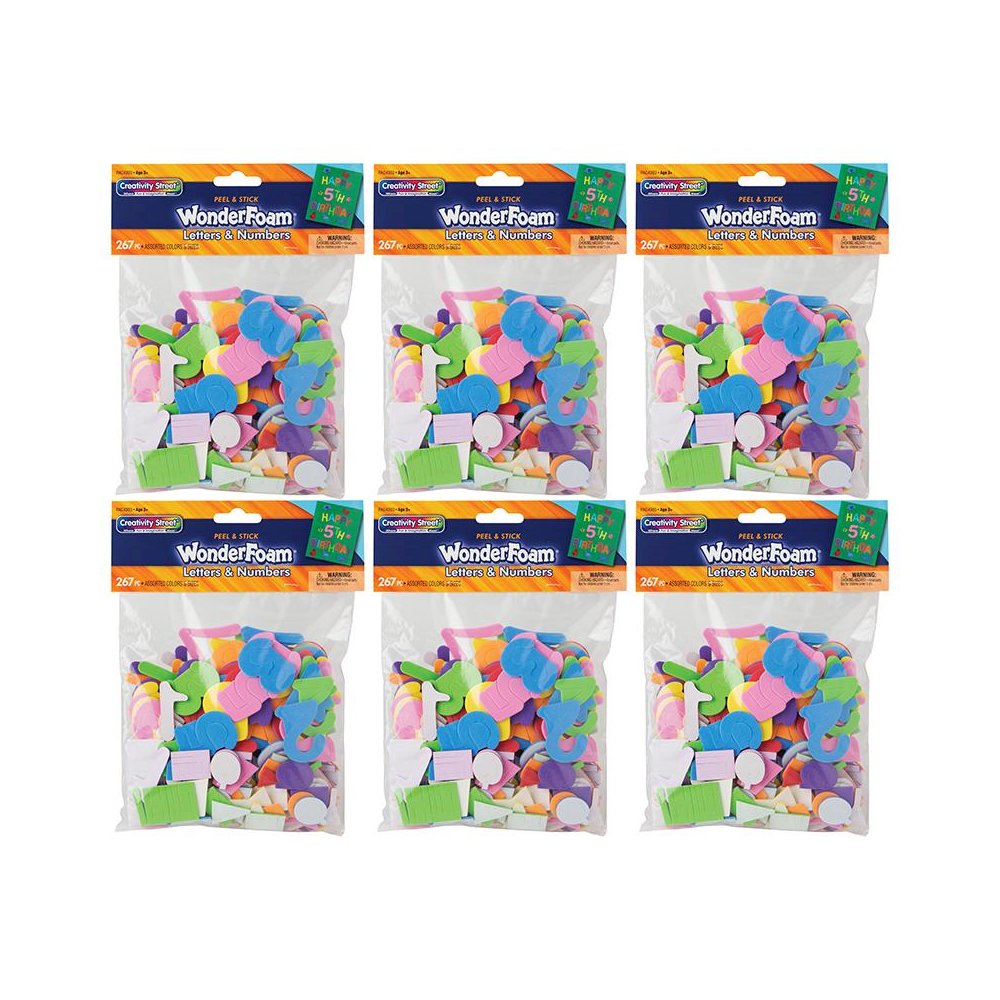 WonderFoam Peel & Stick Letters & Numbers, 267 Pieces Per Pack, 6 Packs. Picture 2
