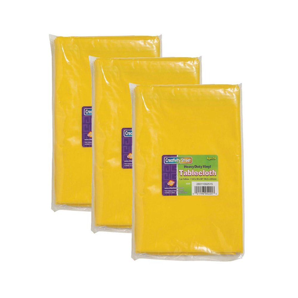 Vinyl Tablecloth, Yellow, 38" x 80", Pack of 3. Picture 2