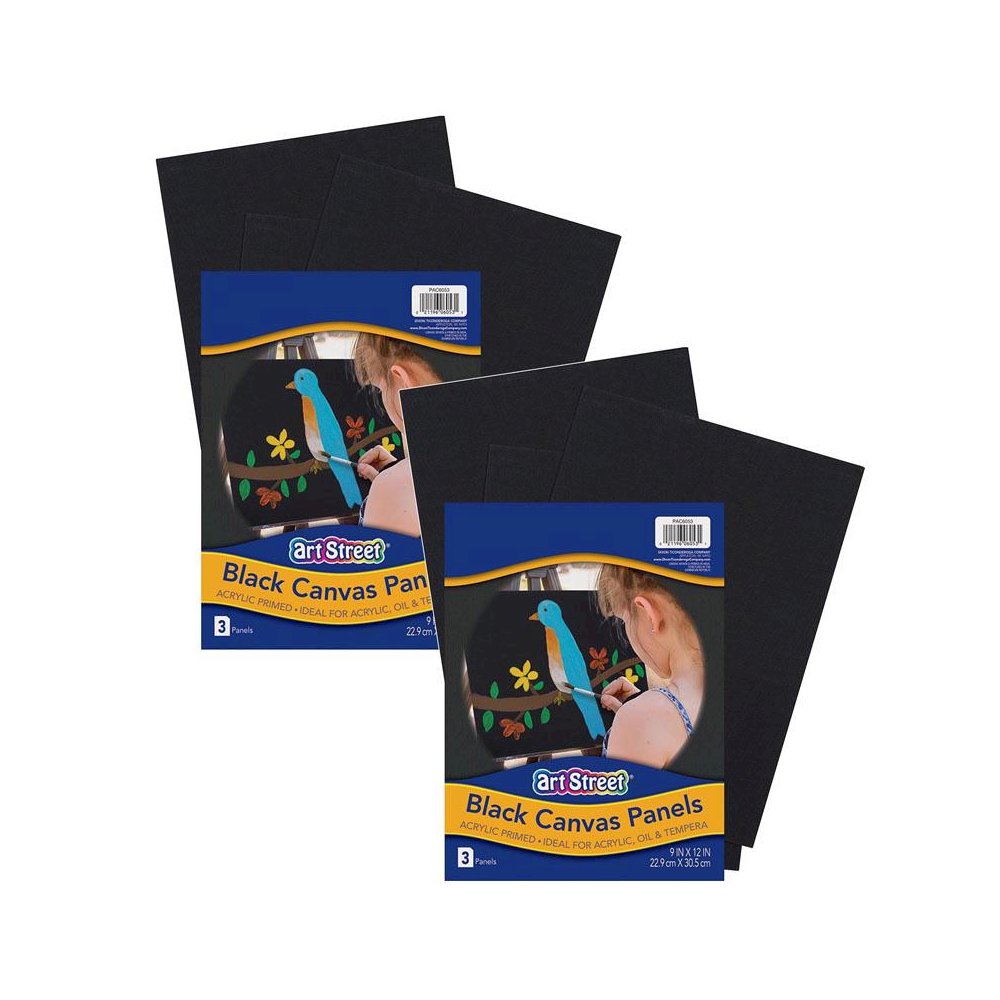 Canvas Panels, Black, 9" x 12", 3 Per Pack, 2 Packs. Picture 2