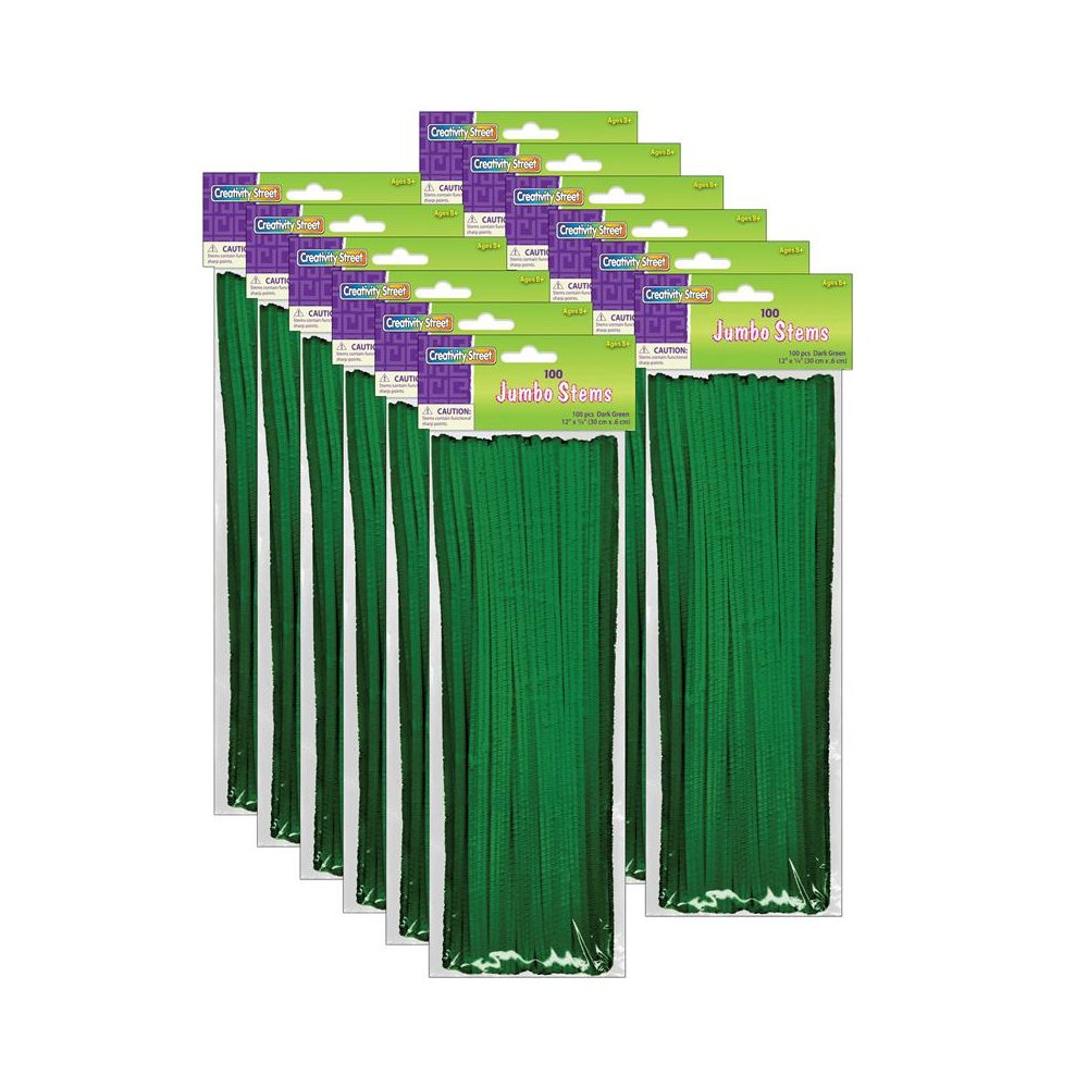 Jumbo Stems, Dark Green, 12" x 6 mm, 100 Per Pack, 12 Packs. Picture 2