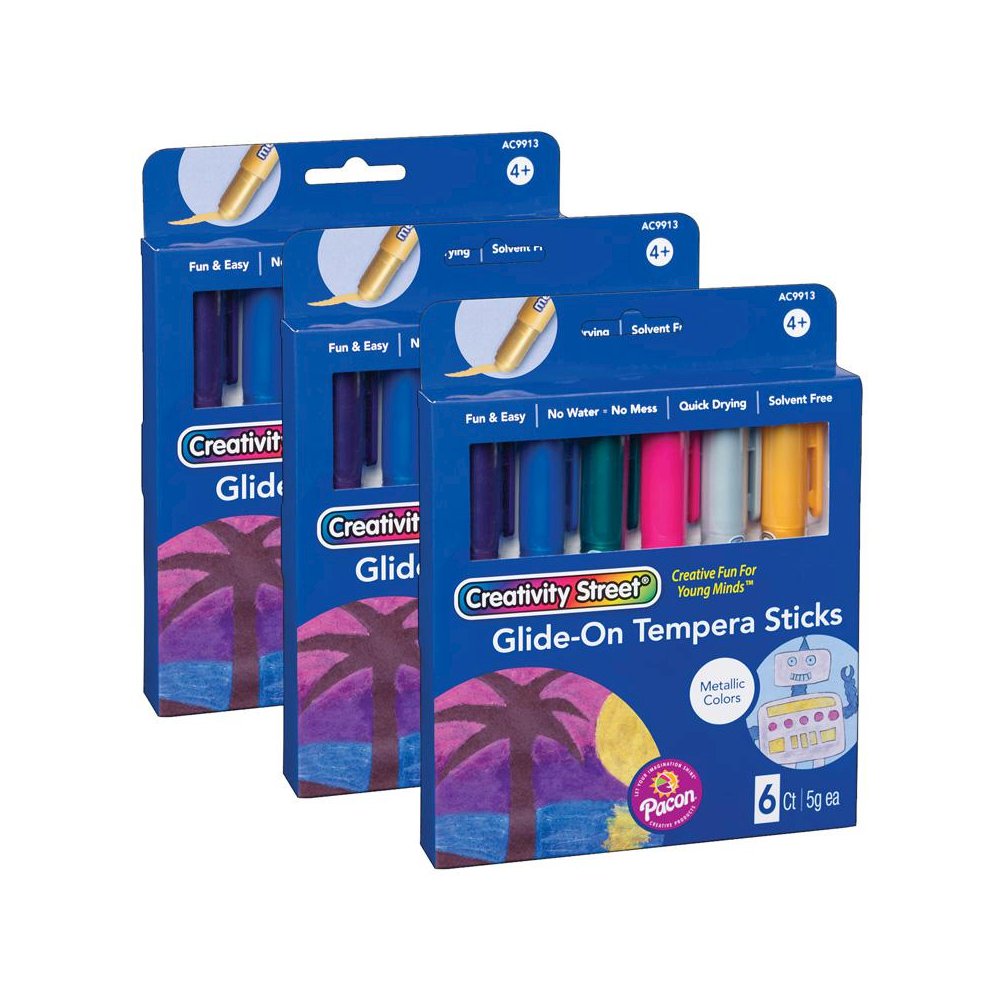Glide-On Tempera Paint Sticks, Metallic Colors, 5 grams, 6 Per Pack, 3 Packs. Picture 2