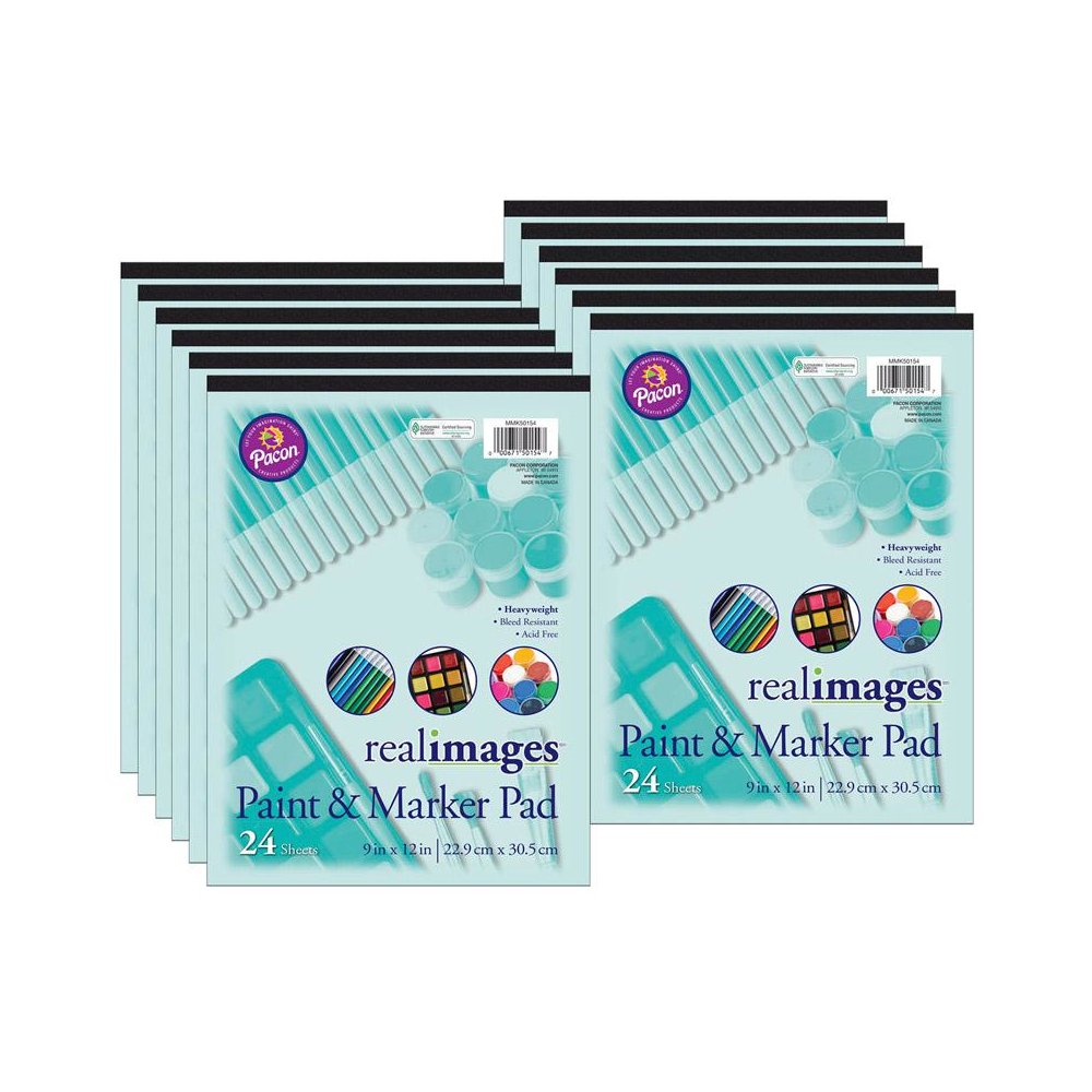 Paint & Marker Pad, Heavyweight, 9" x 12", 24 Sheets, Pack of 12. Picture 2