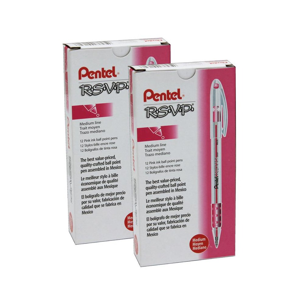 R.S.V.P. Ballpoint Pen, Medium Point, Pink, Pack of 24. Picture 2