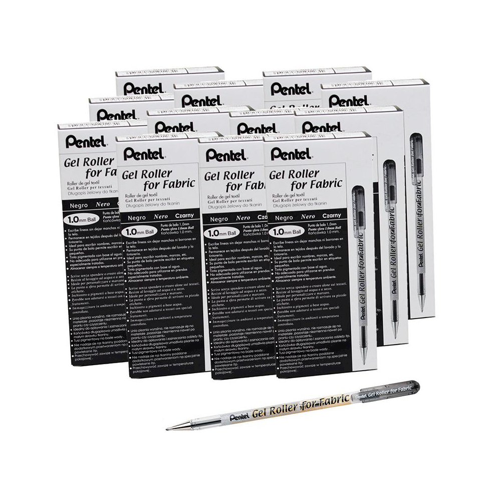 Gel Roller for Fabric, Black, Pack of 12. Picture 2