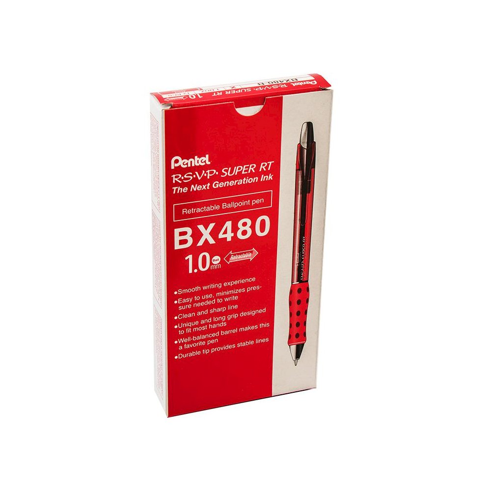 R.S.V.P. Super RT Retractable Ballpoint Pen, Red, Pack of 12. Picture 2