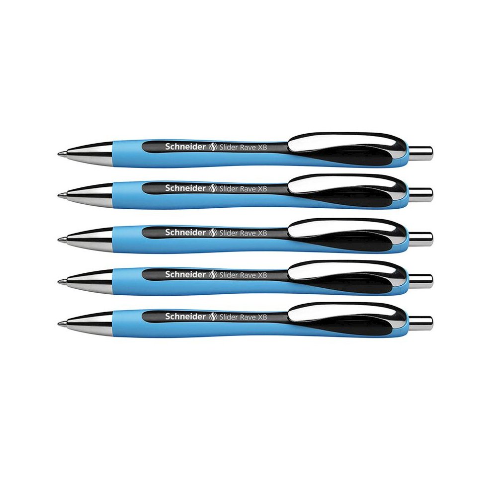 Rave Retractable Ballpoint Pen, ViscoGlide Ink, 1.4 mm, Black, Pack of 5. Picture 2