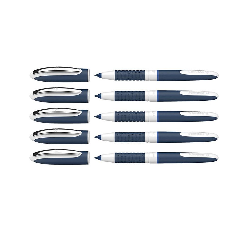 One Change Refillable Rollerball Pens, 0.6 mm, Blue, Pack of 5. Picture 2