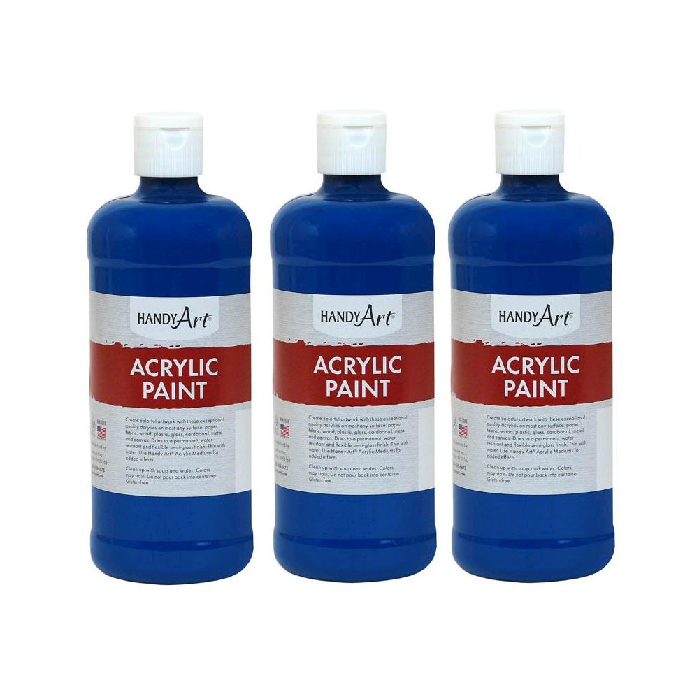 Acrylic Paint 16 oz, Ultra Blue, Pack of 3. Picture 2