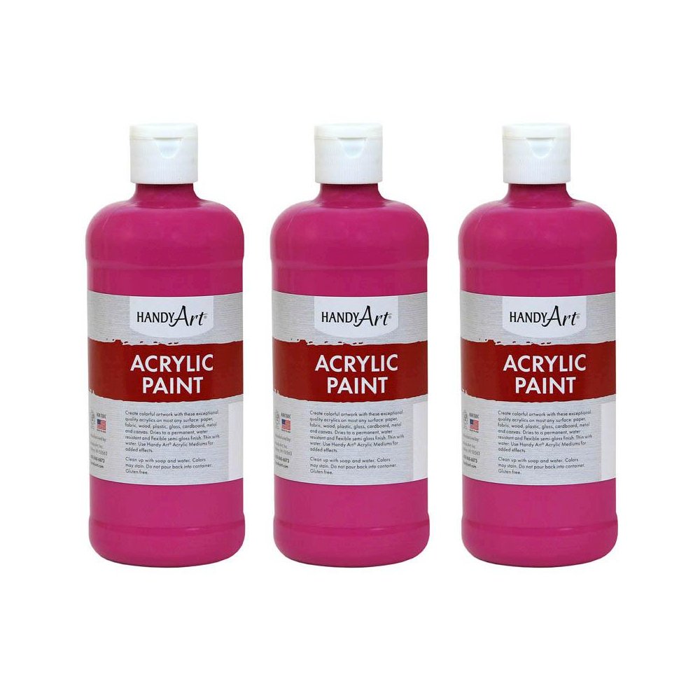 Acrylic Paint 16 oz, Magenta, Pack of 3. Picture 2