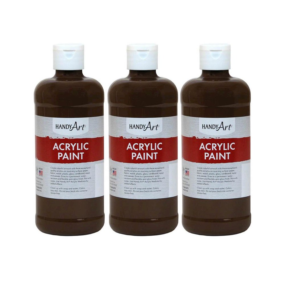Acrylic Paint 16 oz, Burnt Umber, Pack of 3. Picture 2