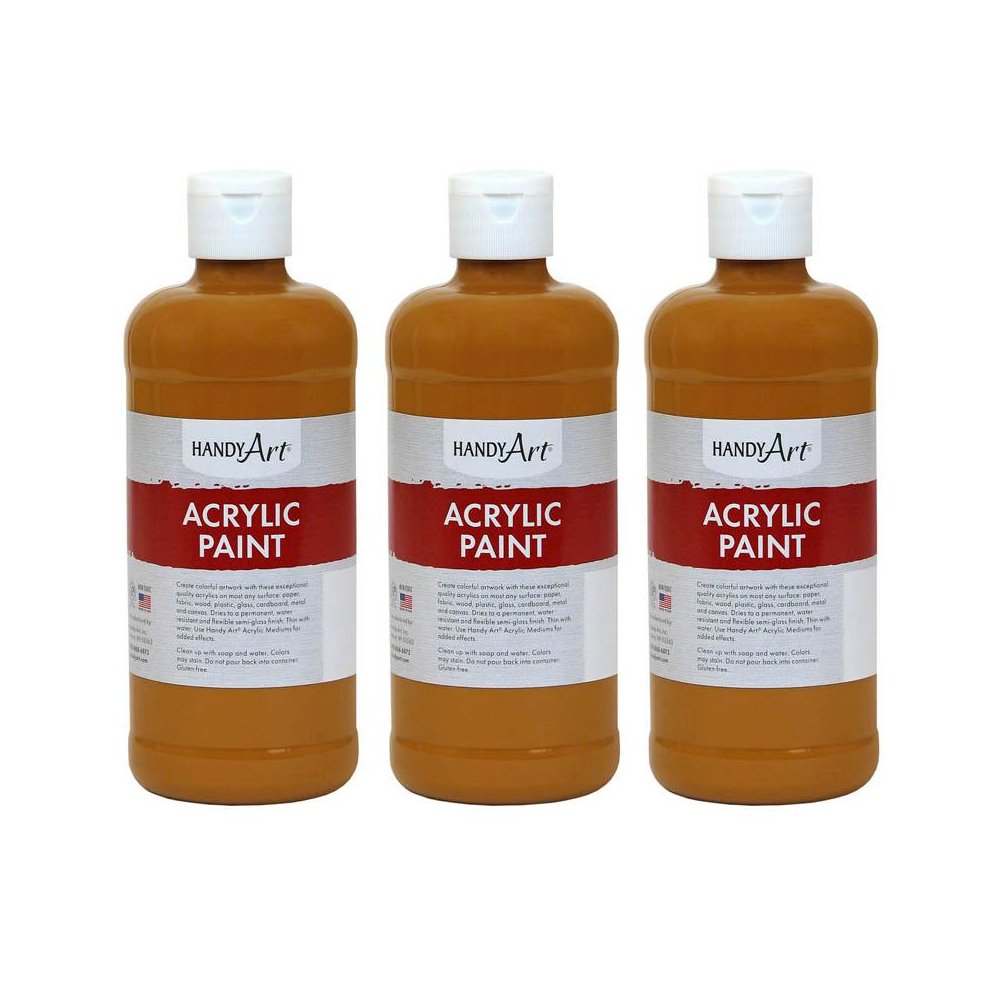 Acrylic Paint 16 oz, Raw Sienna, Pack of 3. Picture 2