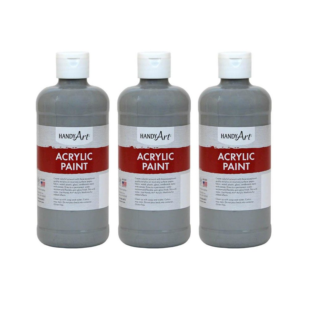 Acrylic Paint 16 oz, Gray, Pack of 3. Picture 2