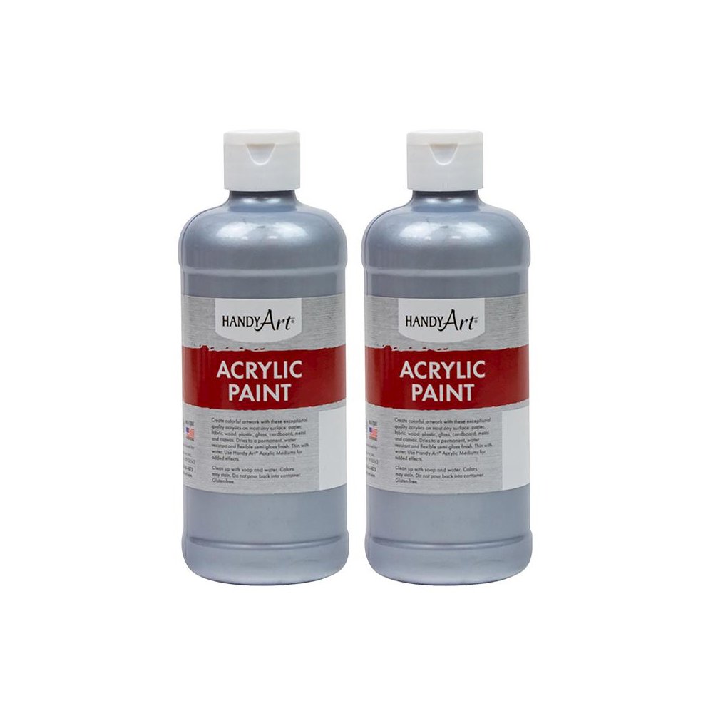 Metallic Acrylic Paint 16 oz., Silver, Pack of 2. Picture 2