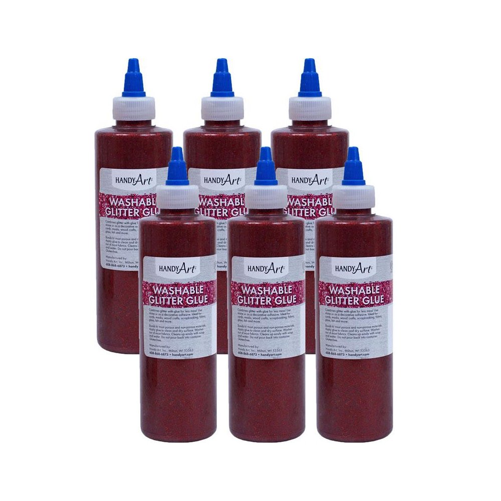 Washable Glitter Glue, 8 oz., Red, Pack of 6. Picture 2