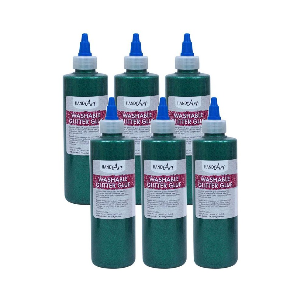 Washable Glitter Glue, 8 oz., Green, Pack of 6. Picture 2