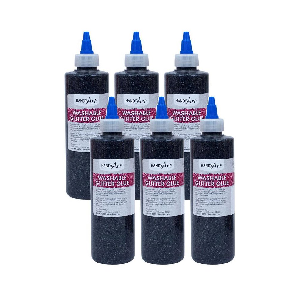 Washable Glitter Glue, 8 oz., Black, Pack of 6. Picture 2