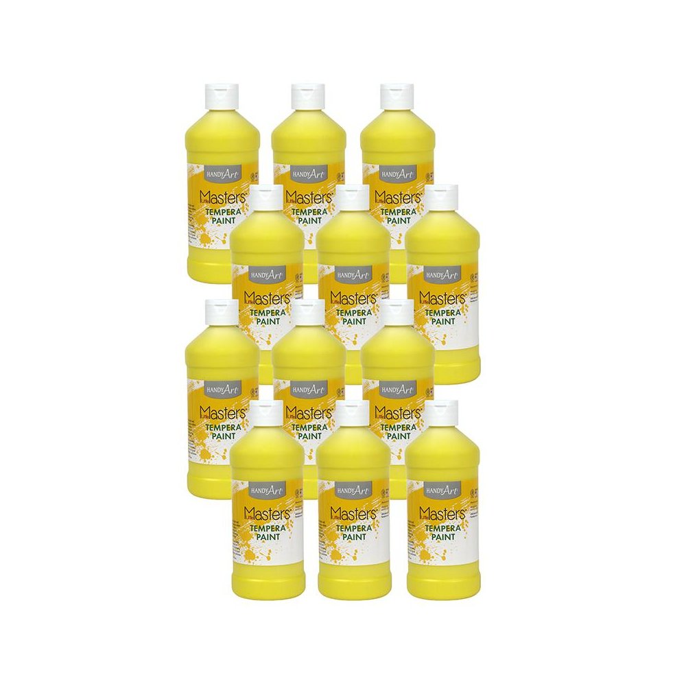 Little Masters Tempera Paint, Yellow, 16 oz., Pack of 12. Picture 2