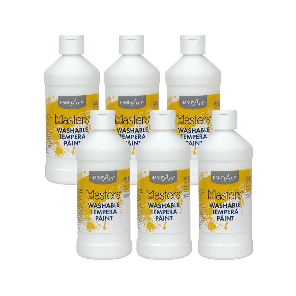 Little Masters Washable Tempera Paint, White, 16 oz., Pack of 6. Picture 2