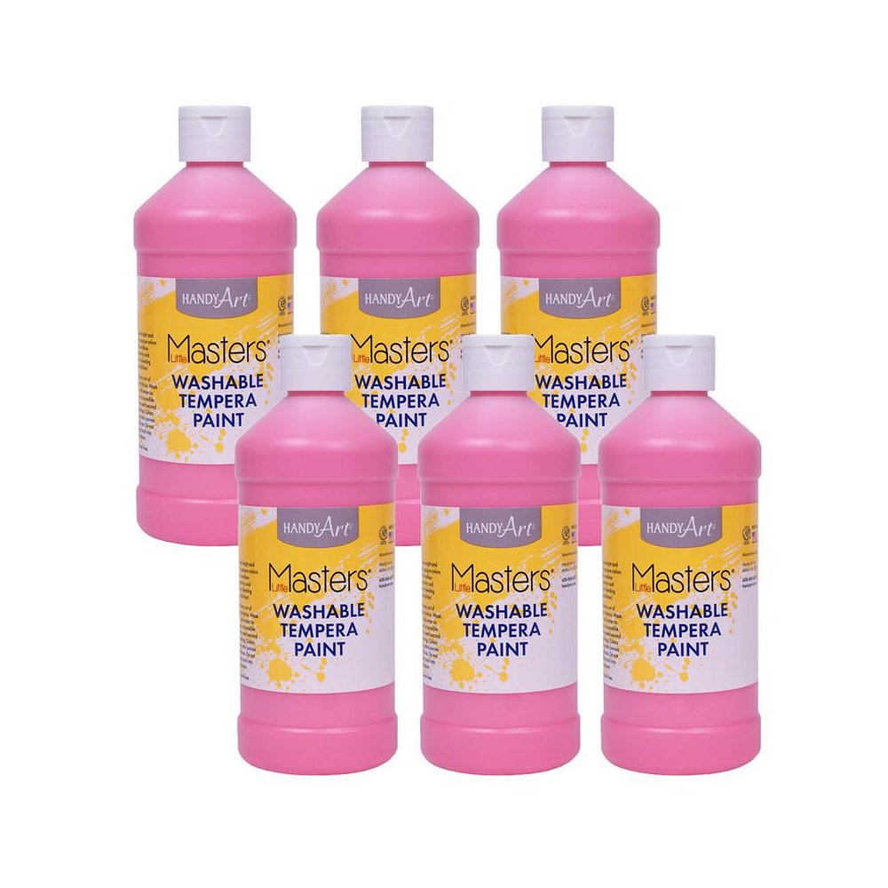 Little Masters Washable Tempera Paint, Pink, 16 oz., Pack of 6. Picture 2