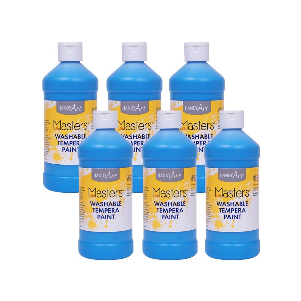 Little Masters Washable Tempera Paint, Light Blue, 16 oz., Pack of 6. Picture 2