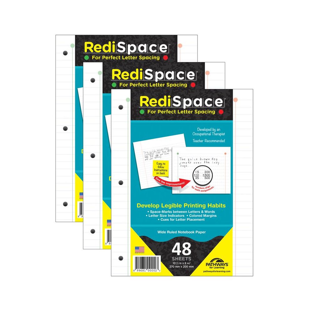 RediSpace Notebook Filler Paper, 48 Sheets Per Pack, 3 Packs. Picture 2