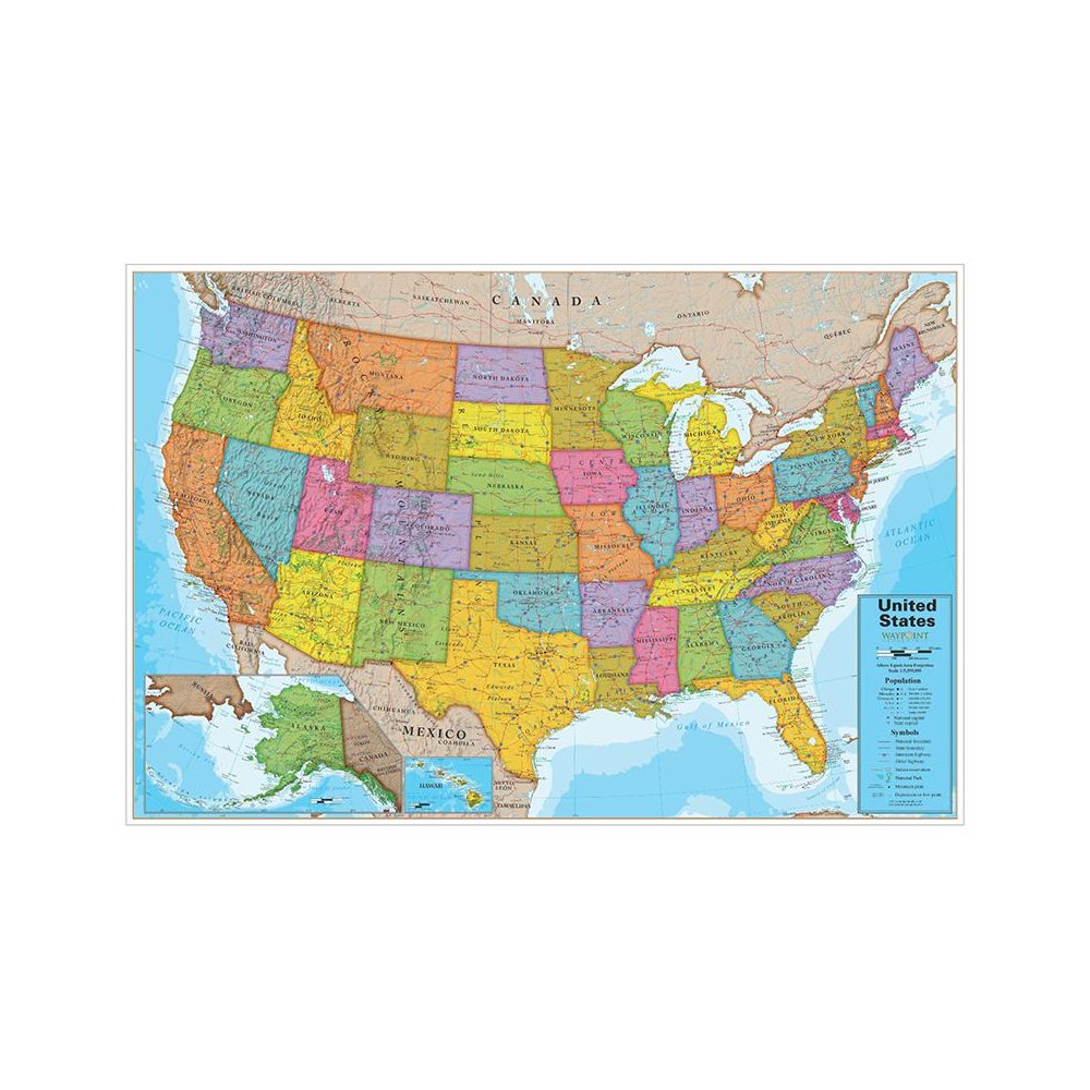 Blue Ocean USA 24" x 36" Laminated Wall Map. Picture 2
