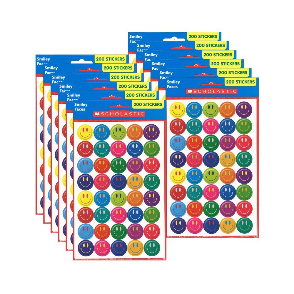 Smiley Faces Stickers, 200 Per Pack, 12 Packs. Picture 2