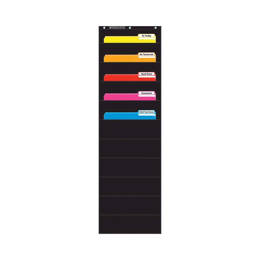 File Organizer 10-Pocket Chart, 14" x 46-1/2", Black. Picture 2