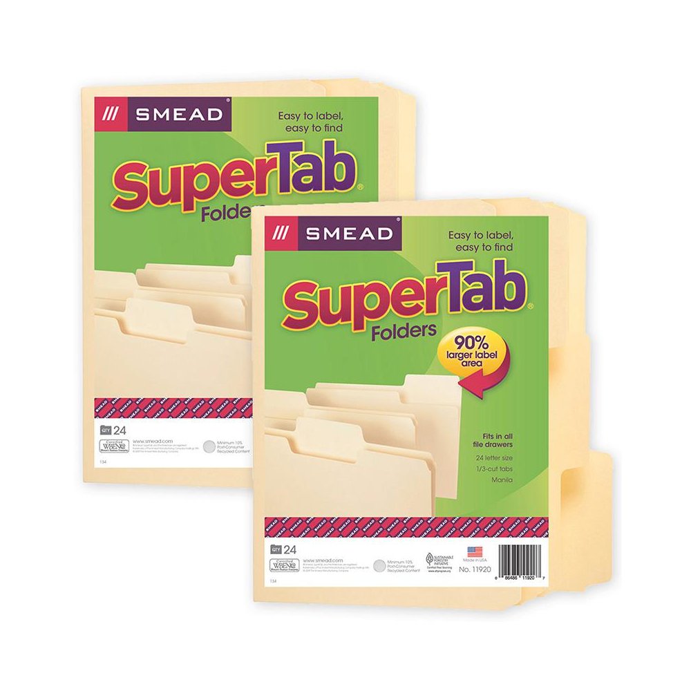 SuperTab File Folder, Letter Size, Manila, 24 Per Pack, 2 Packs. Picture 2