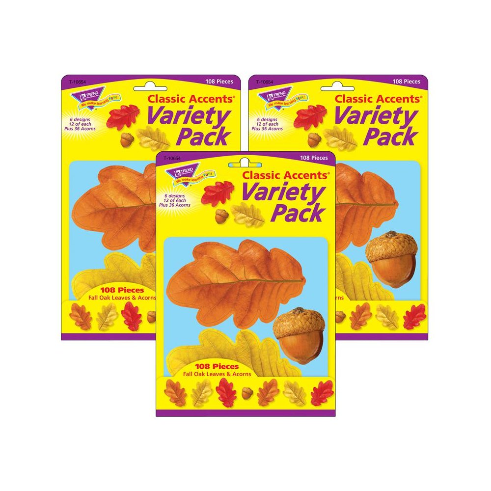 Fall Oak Leaves & Acorns Classic Accents Variety Pack, 108 Per Pack, 3 Packs. Picture 2