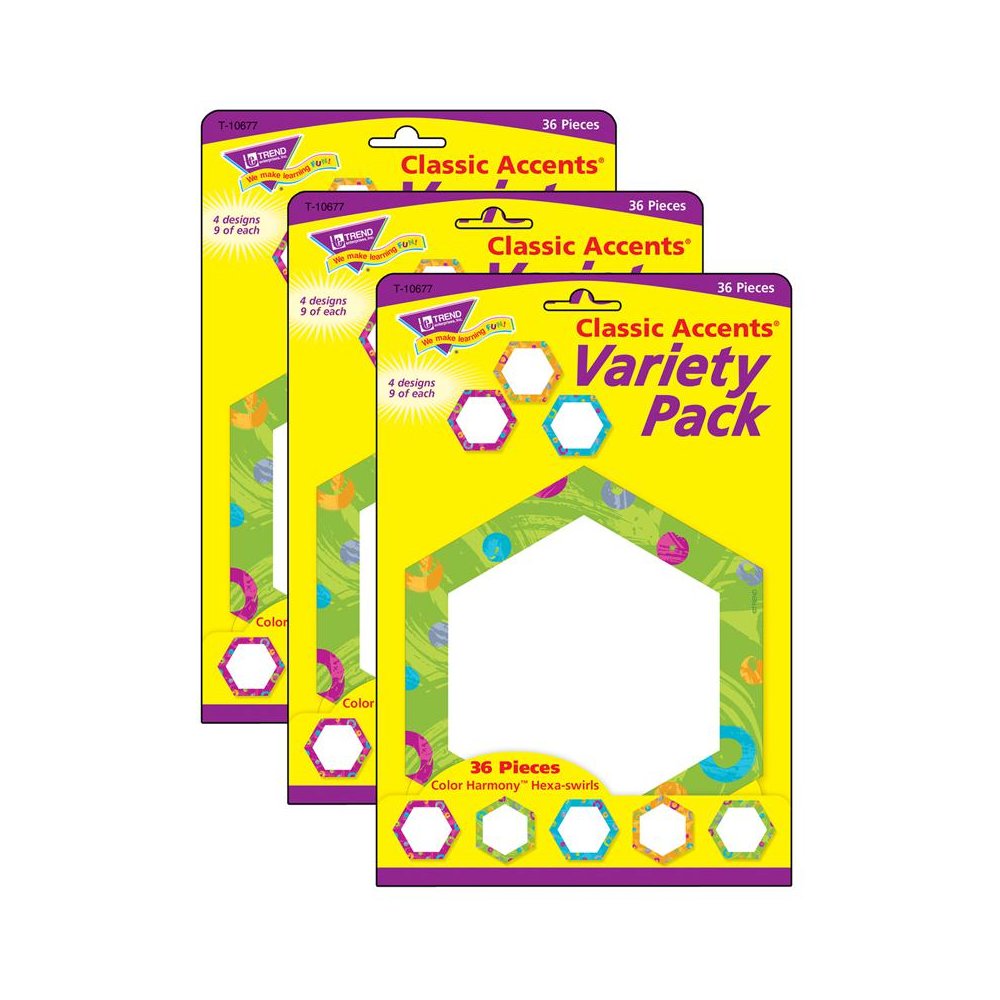 Color Harmony Hexa-swirls Classic Accents Variety Pack, 36 Per Pack, 3 Packs. Picture 2