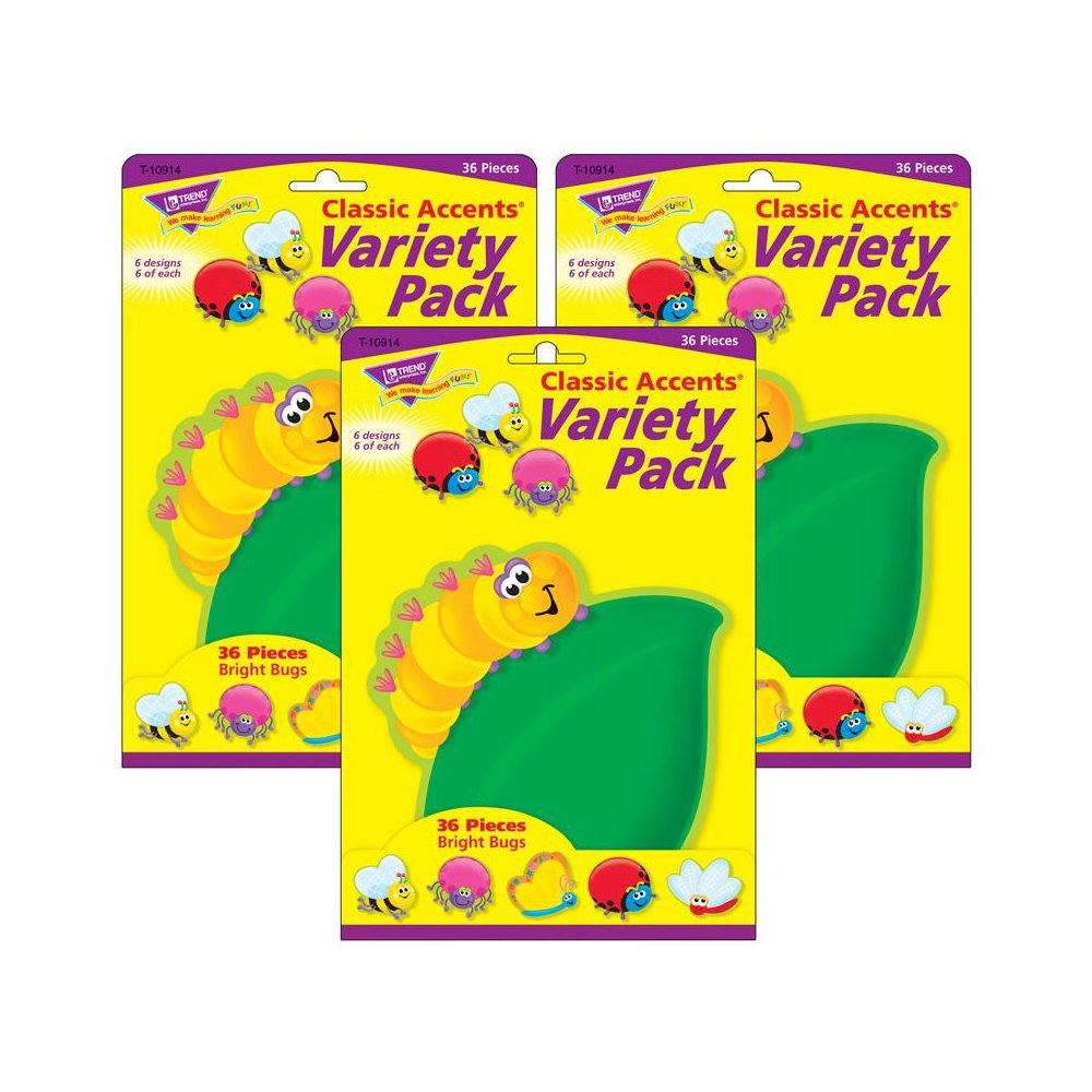 Bright Bugs Classic Accents Variety Pack, 36 Per Pack, 3 Packs. Picture 2